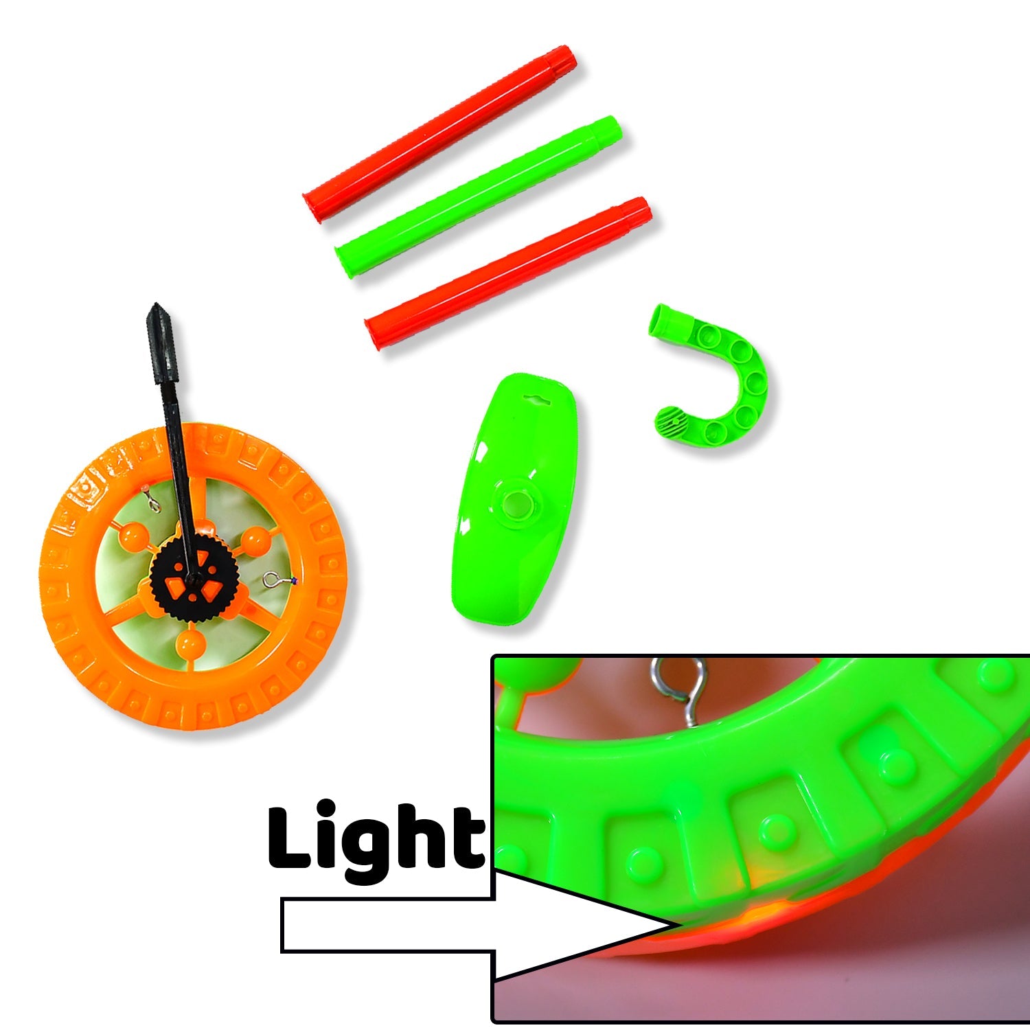 4435 Plastic Single Wheel Push Run toy with handle and two lights on wheel. push toy for Kids. DeoDap 4435 Plastic Single Wheel Push Run toy with handle and two lights on wheel. push toy for Kids. DeoDap
